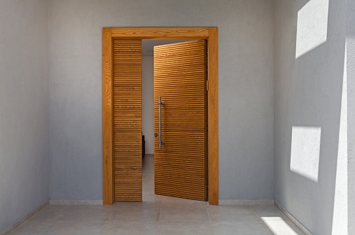 דלת כניסה מעוצבת כנף וחצי